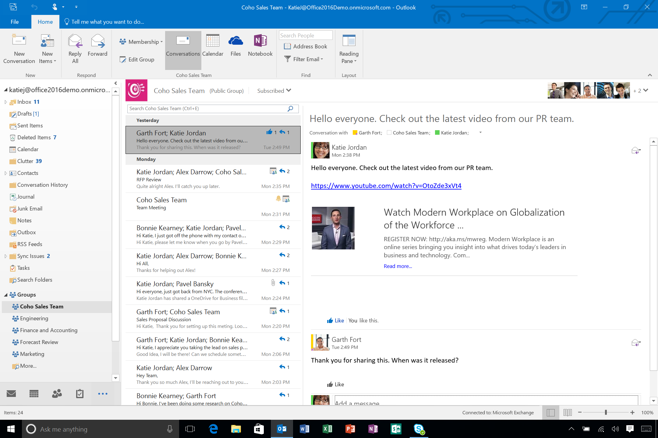 does microsoft home and business 2016 have outlook