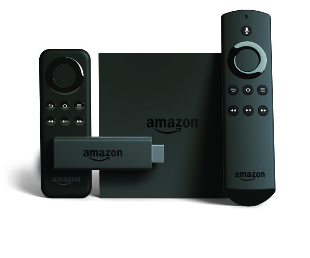 The Fire TV with the Fire TV Stick with the Voice Remote.