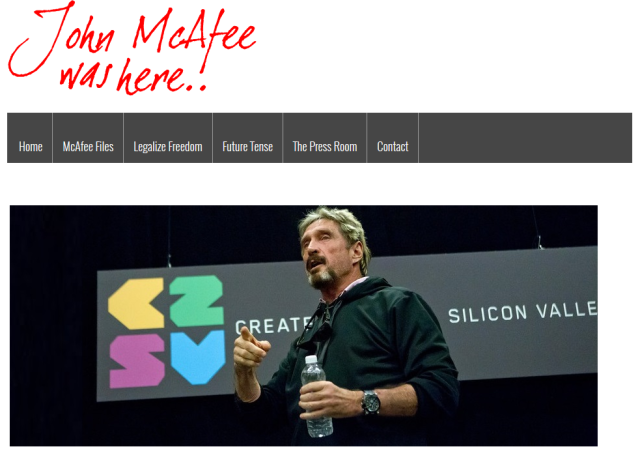 John McAfee's website. We know very little about the new party he will create, but a campaign logo like the above "John McAfee was here!" would still be <a href=