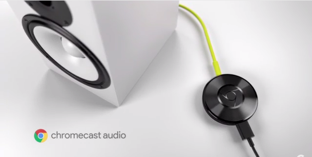 Chromecast Audio, connected to a speaker.