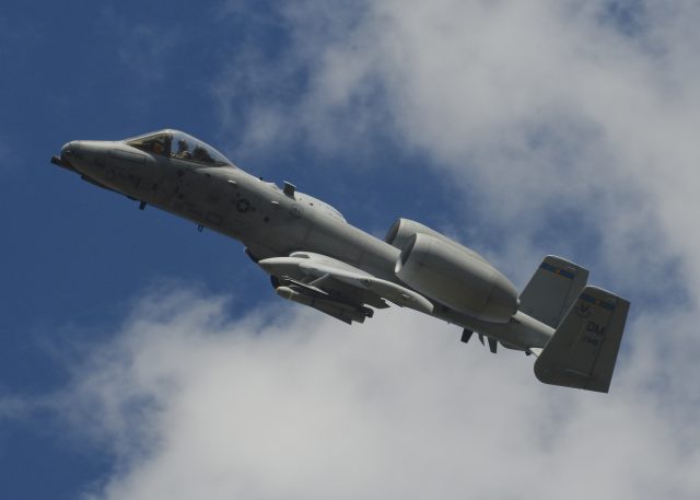 A US Air Force A-10 Thunderbolt II assigned to the 354th Expeditionary Fighter Squadron flies during a "theater security package" deployment at Campia Turzii, Romania, April 1, 2015.  The Air Force needs to fly the A-10 through 2022 because of F-35 delays, but it hasn't got enough orders for wing replacements to sustain all of them.