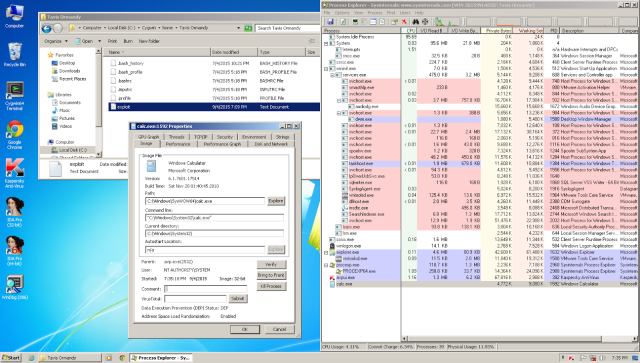 A screenshot showing proof-of-concept exploit code working against Kaspersky antivirus software.