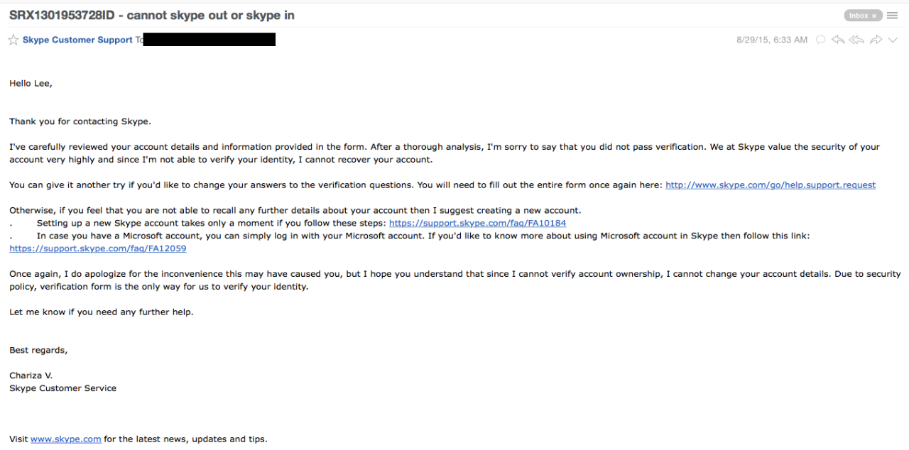 Skype restricted my paid account, without recourse, over a billing ...