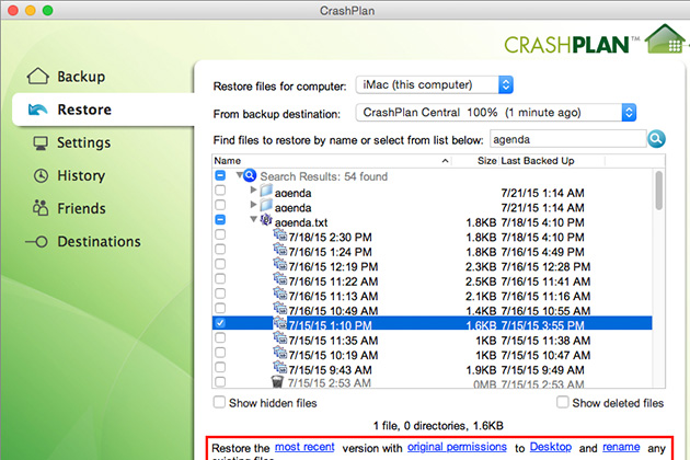 crashplan unable to backup files