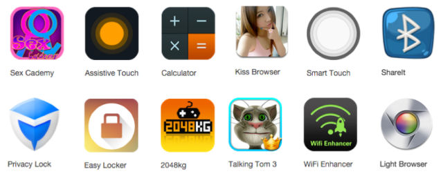 In-the-wild samples of Kemoge impersonating well-known apps.