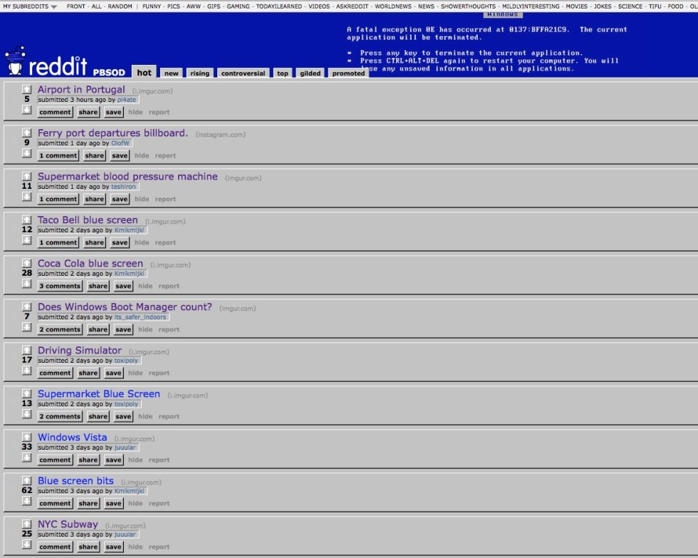 The new subreddit Public Blue Screens of Death.