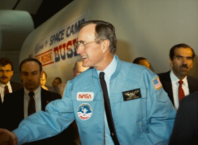 George H.W. Bush visited Marshall Space Flight Center in late 1987 for a campaign event.