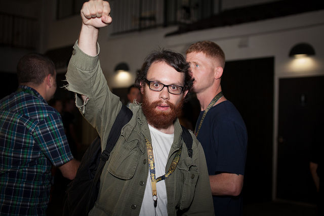 Andrew "Weev" Auernheimer in 2012. Auernheimer told the New York Times he was behind a wave of racist print jobs that hit universities across the US.