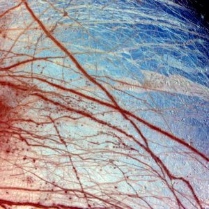 Desolate surface of Europa.