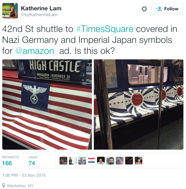 Amazon backtracks after covering NYC subway car in Nazi symbols
