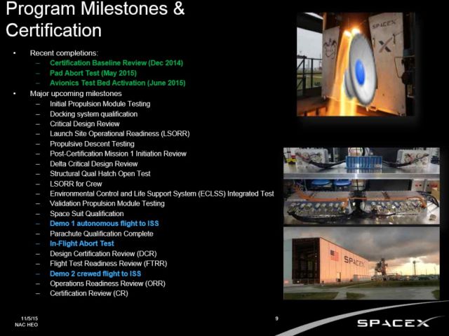 Each company has a litany of milestones to complete before NASA certifies them to fly crew.