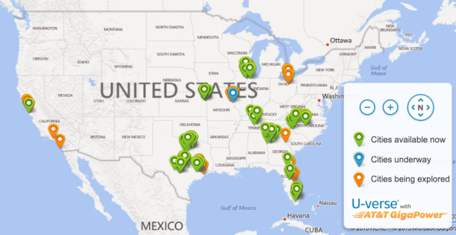 At T Broadband Coverage Map At&T Expands Gigabit Fiber To 23 Cities Starting At $70 (Or $110) | Ars  Technica