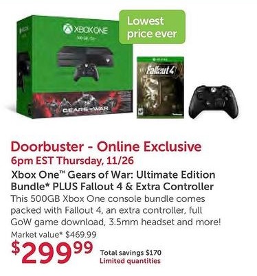 Xbox One 500GB Gears of War Ultimate Edition Console Bundle 