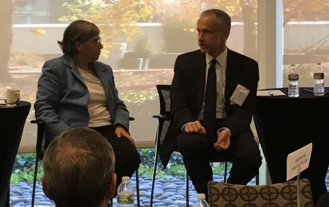 FBI General Counsel James Baker discussing encryption with cybersecurity policy expert Susan Landau.