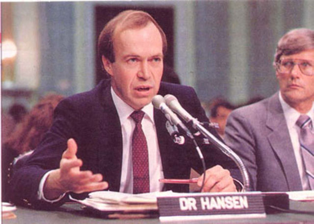 Hansen, in 1988, testifying before a U.S. Senate committee.