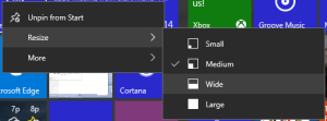 The new context menu for tiles is much more informative.