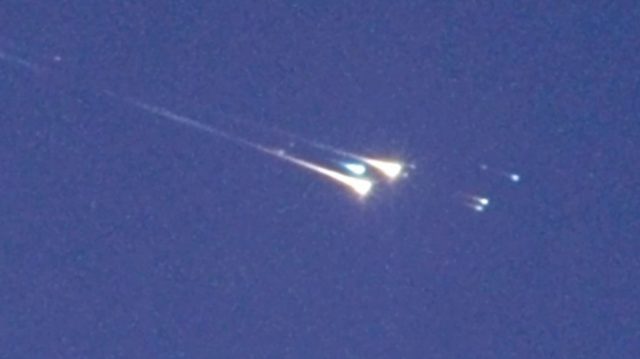 Airborne observers track space junk as it breaks up over Sri Lanka