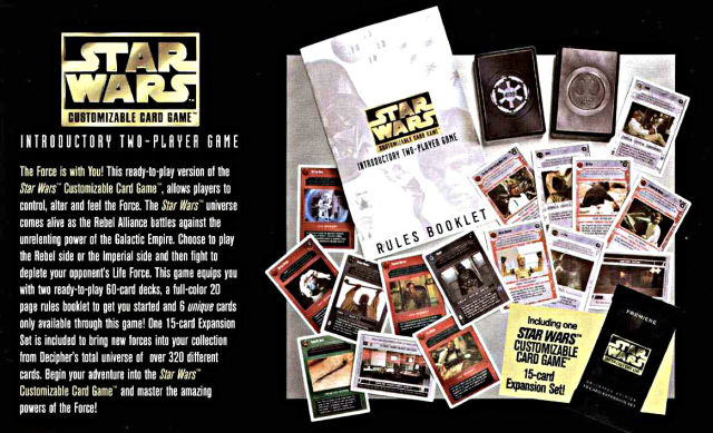 The introductory version of the game included "weak" versions of Luke and Vader. And it was, annoyingly, white border instead of the black border style found in regular packs.