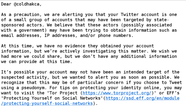 Beware of state-sponsored hackers, Twitter warns dozens of users