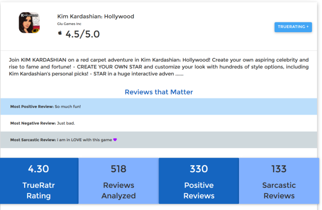 We are shocked that anyone would ever use sarcasm in a review of Kim Kardashian's app.