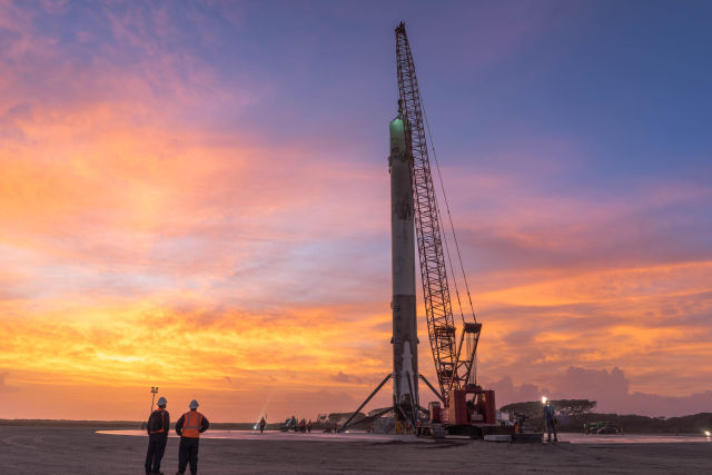 The Falcon 9 first stage after successfully landing in Florida.