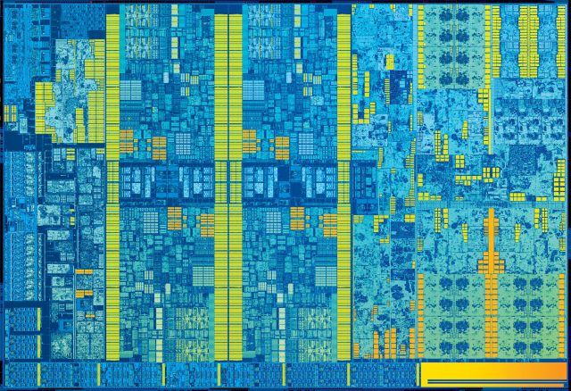 Intel Skylake die shot, built using the 14nm process.