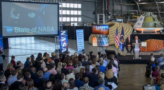 NASA Administrator Charles Bolden delivers his "State of NASA" speech at Langley Research Center on Tuesday.