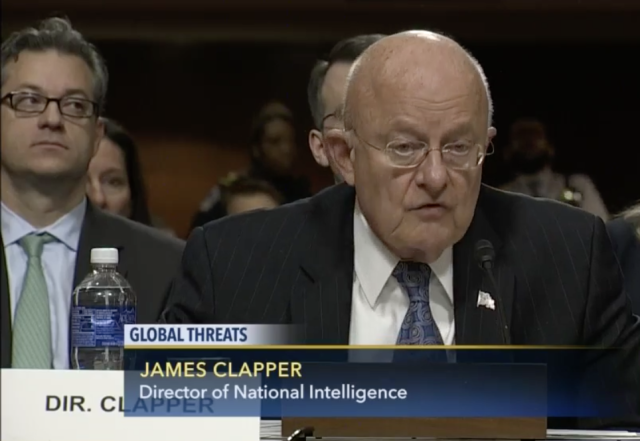 Director of National Intelligence James Clapper testifies Tuesday before the Senate Armed Services Committee.