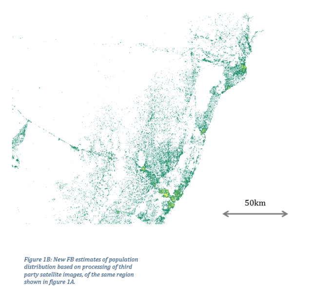 A population density analysis of coastal Kenya based on satellite imagery processed by Facebook's Connectivity Labs and the Center for International Earth Science Information. The data could be used to determine what type of wireless networking would be most effective to reach people in under-served areas.