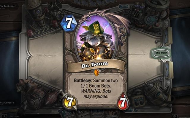 Soon, you'll no longer be able to find cards like Dr. Boom in purchasable digital packs of <em>Hearthstone</em> cards.