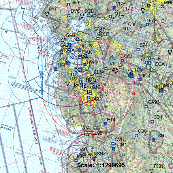 Super Bowl Sunday's flight restriction zone (the two red concentric circles) are a no-fly zone for drones or model aircraft of any kind.