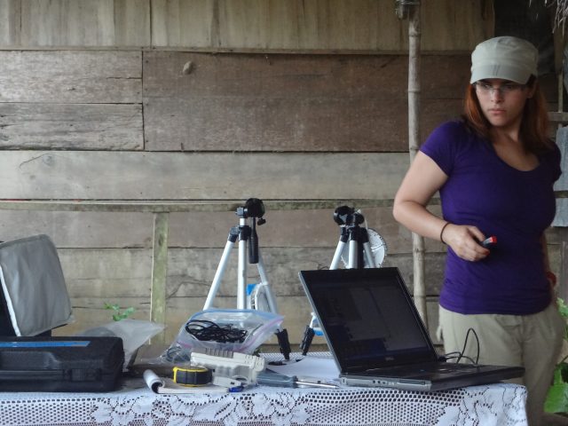 Researcher Jean F. Ruiz-Calderon, collecting environmental data.