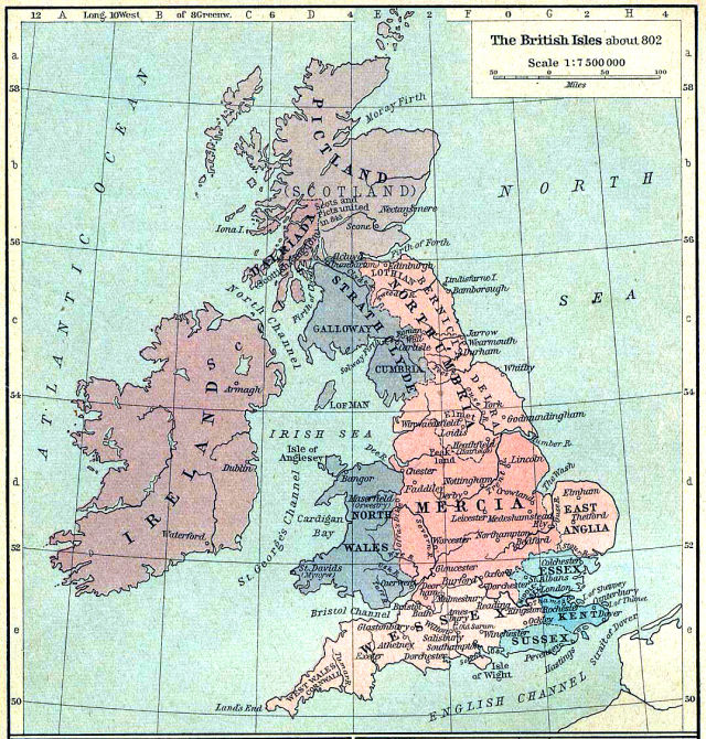 The British Isles, in the early 800s.