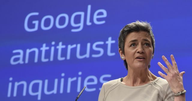 European Competition Commissioner Margrethe Vestager during one of the Google antitrust announcements. 