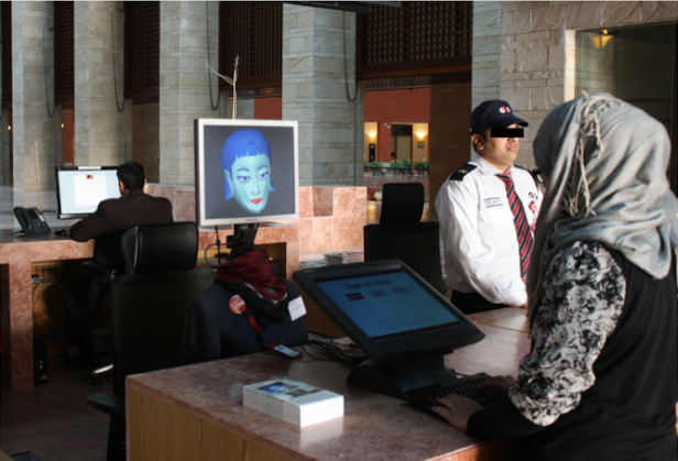 Hala at work at Carnegie Mellon Qatar.