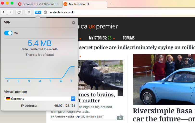 Opera Bundles Free Unlimited Vpn Client Into Its Browser Ars Technica