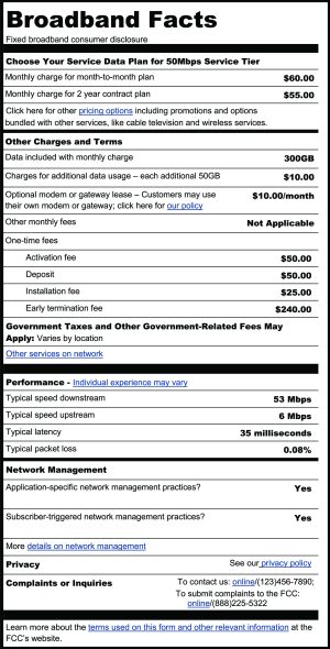 Broadband label ISPs are being urged to provide consumers.