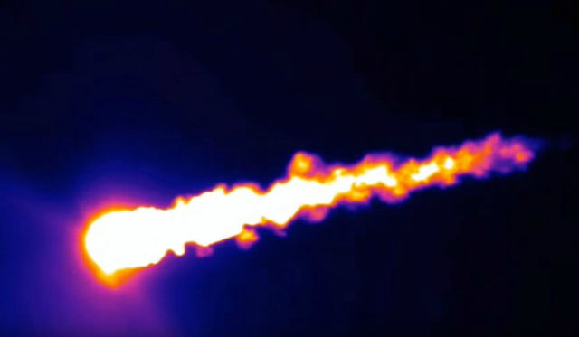 The first stage of the Falcon 9 rocket begins its reentry burn at an altitude of 70km.
