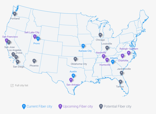 Google Fiber's latest expansion plans. 