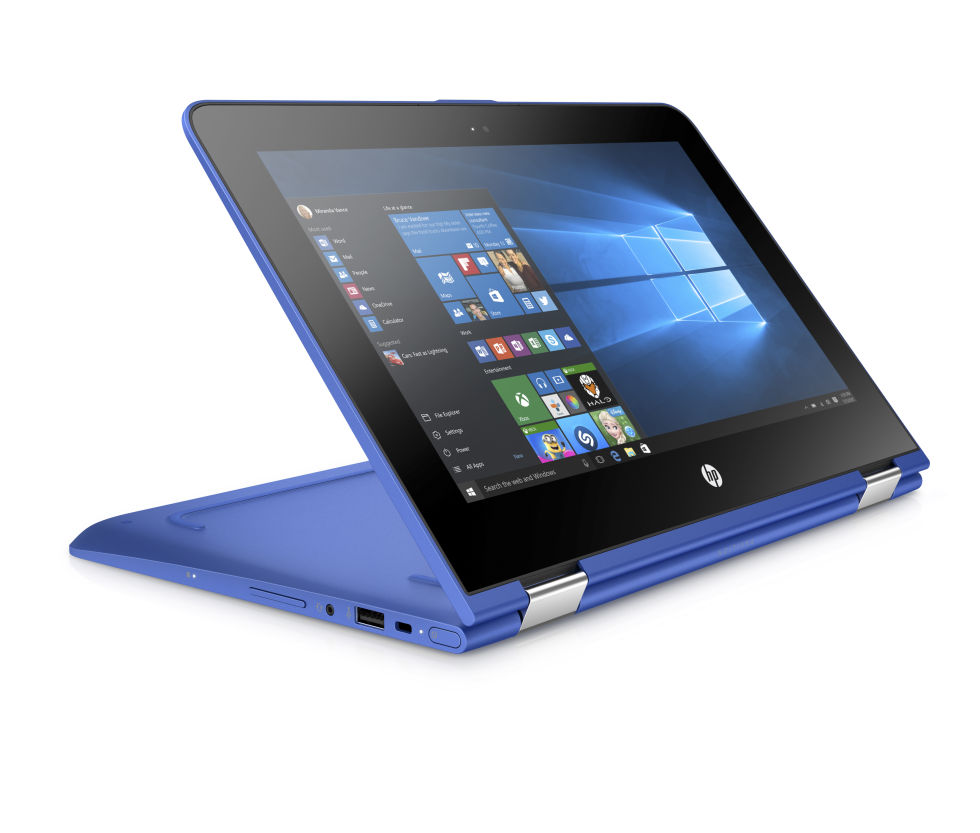 This 11.6 inch Pavilion x360 is in Dragonfly Blue.