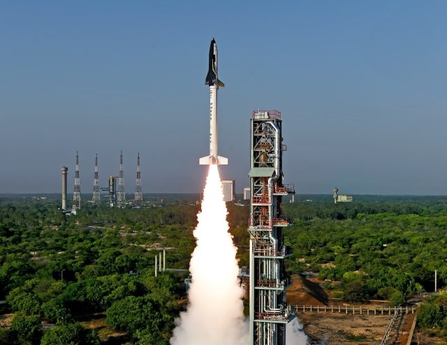 India's RLV-TD winged body spacecraft takes off May 23. It marked the country's first significant step toward developing a reusable launch vehicle.