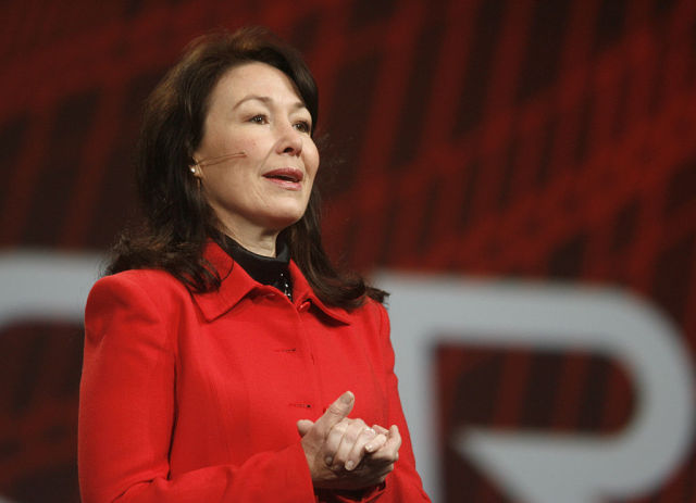 Oracle CEO Safra Catz, speaking at Oracle OpenWorld in 2011. 