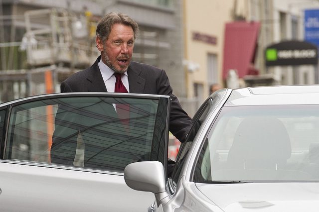 Larry Ellison, then-CEO of Oracle Corp., leaves federal court in San Francisco after testifying during the 2012 trial. Ellison only appeared by video in the most recent legal clash with Google.