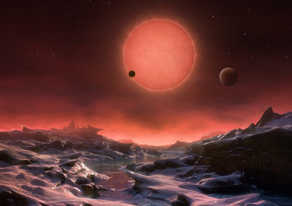 Astronomers have found three Earth-size worlds around a cool star just 40 light-years from the Sun.