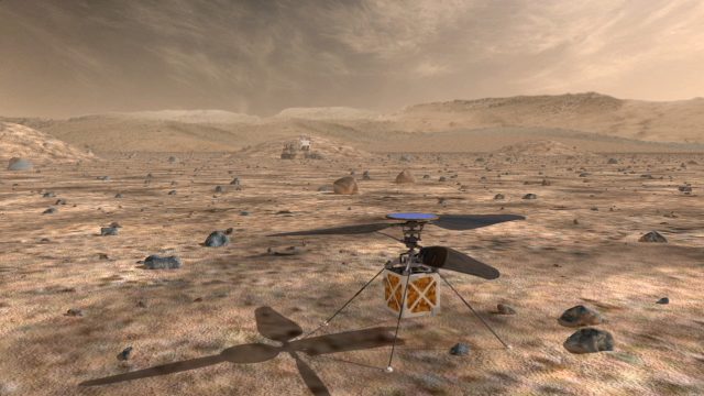 A proposed helicopter could triple the distances that Mars rovers can drive in a Martian day.