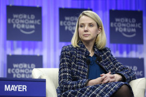 Yahoo CEO Marissa Mayer, presiding over her corporate deathship. 