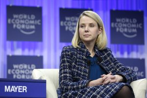 Yahoo CEO Marissa Mayer, presiding over her corporate deathship. 