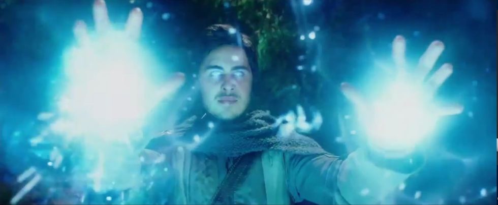 Khadgar is a young mage learning to channel his power.  This is exactly what it looks like when I do magic.  No, I can't show you because of my, uh, magician code.  But believe me, my whole face is now glowing with blue glyphs.