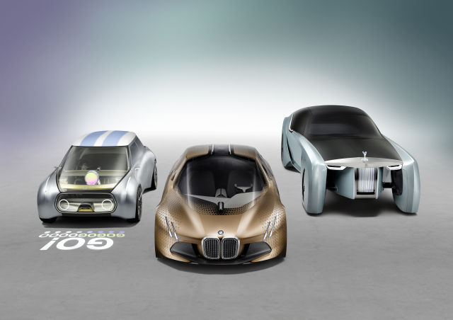 As part of BMW Group's 100th anniversary, the company designed these three concepts for mini, BMW, and Rolls Royce.