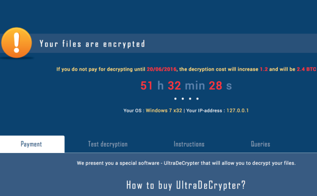 A screenshot from the latest version of CryptXXX.